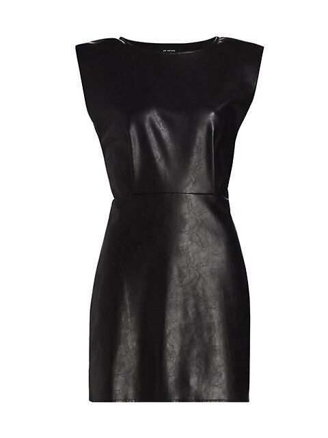 EN SAISON Lana Vegan Leather Padded Shoulder Minidress | Saks Fifth Avenue