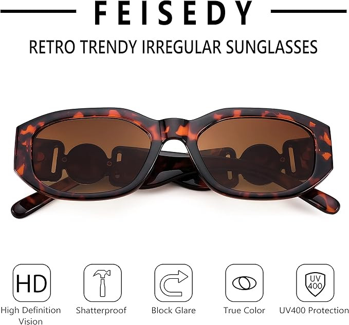 FEISEDY Retro Trendy Rectangle Sunglasses Women Men Vintage 90s Small Narrow Square Sunglasses B2... | Amazon (US)
