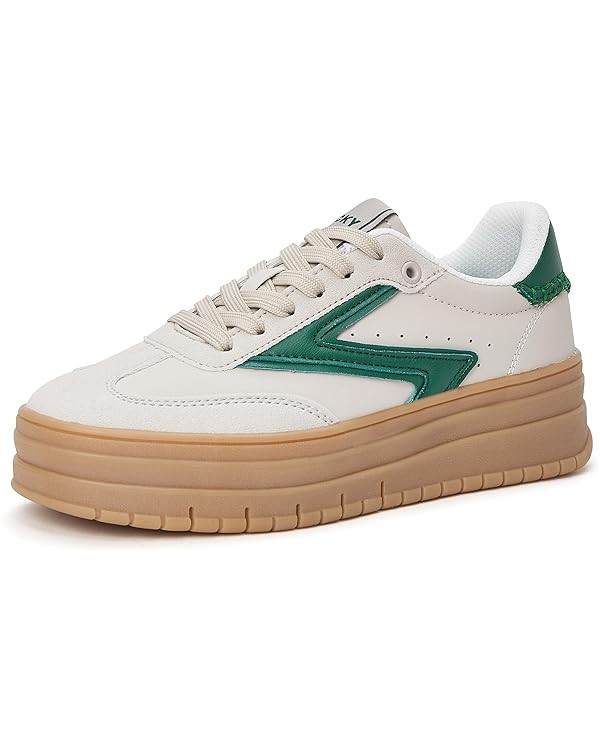 LUCKY STEP Women's Platform Sneakers Gum Sole Suede Casual Classic Retro Rubber Thick Sole Trendy... | Amazon (UK)