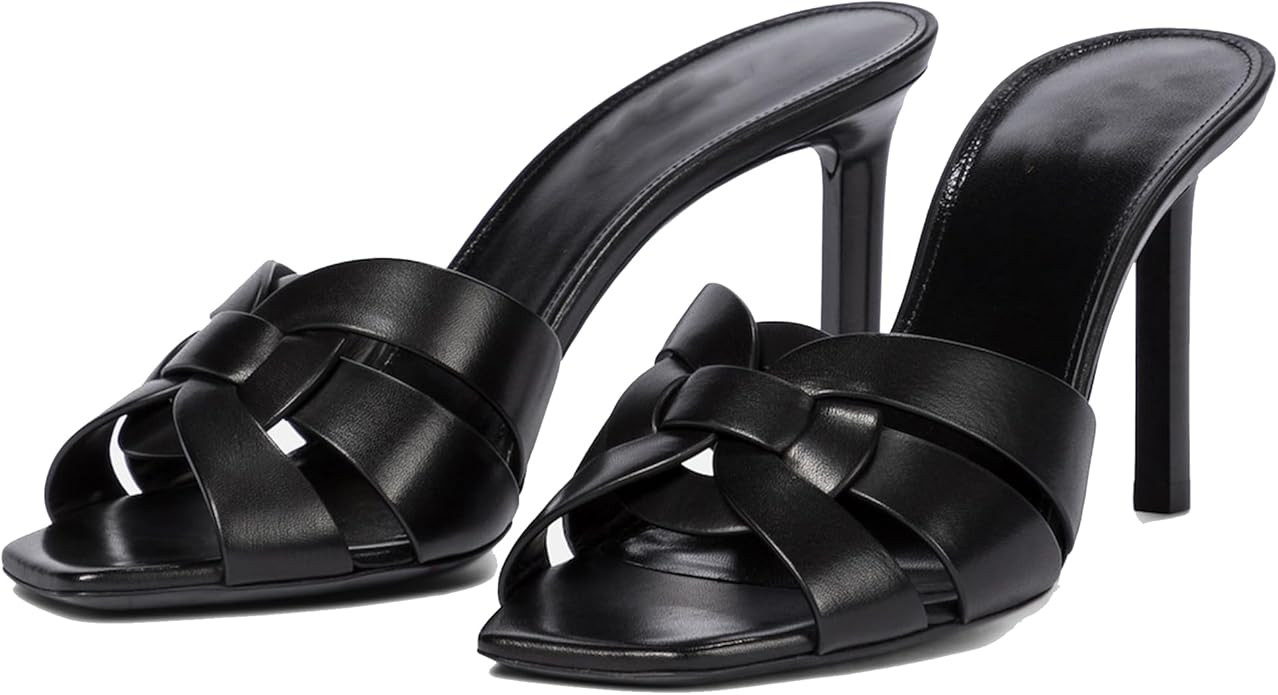 Arqa Open Toe Heeled Mules for Women with Intertwining Straps Featuring Squared Toe & Stiletto He... | Amazon (US)