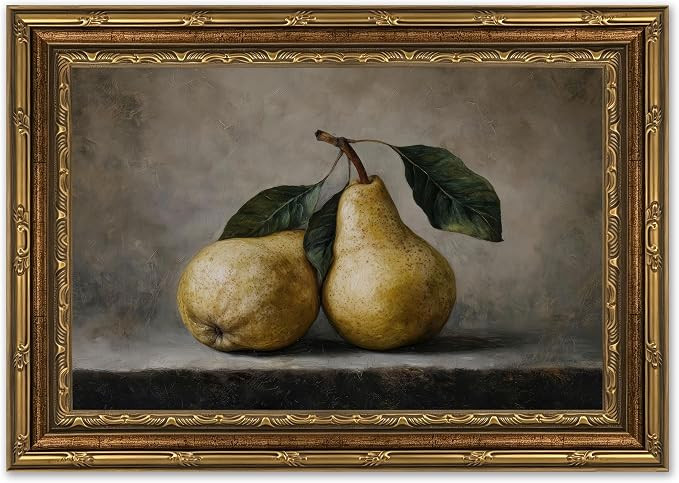 Vintage Gold Framed Canvas Wall Art Country Pear Still Life Painting Picture Wall Decor Country f... | Amazon (US)
