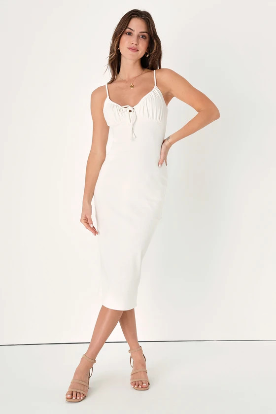 Made for Miami White Ribbed Bodycon Midi Dress | Lulus (US)
