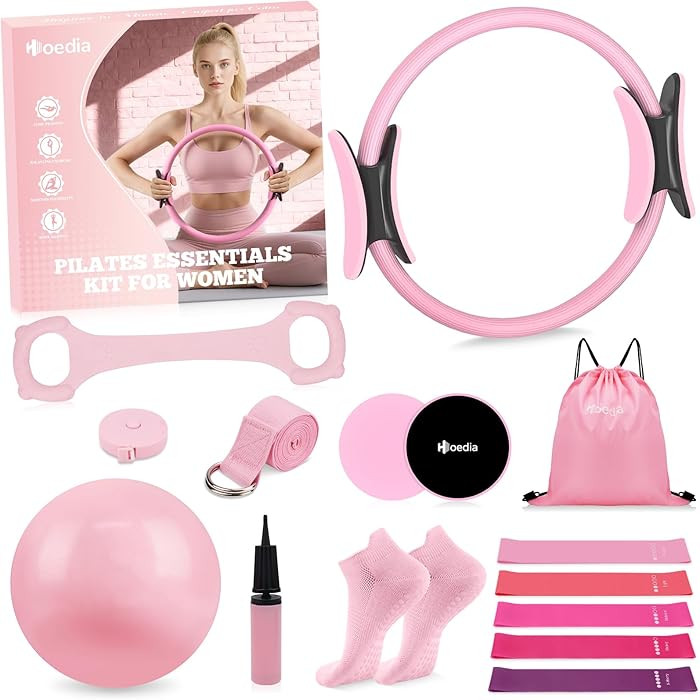 Hoedia 17 PCS Pilates Kit for Women, Pilates Equipment Ring and Ball Set with Resistance Bands, Y... | Amazon (US)