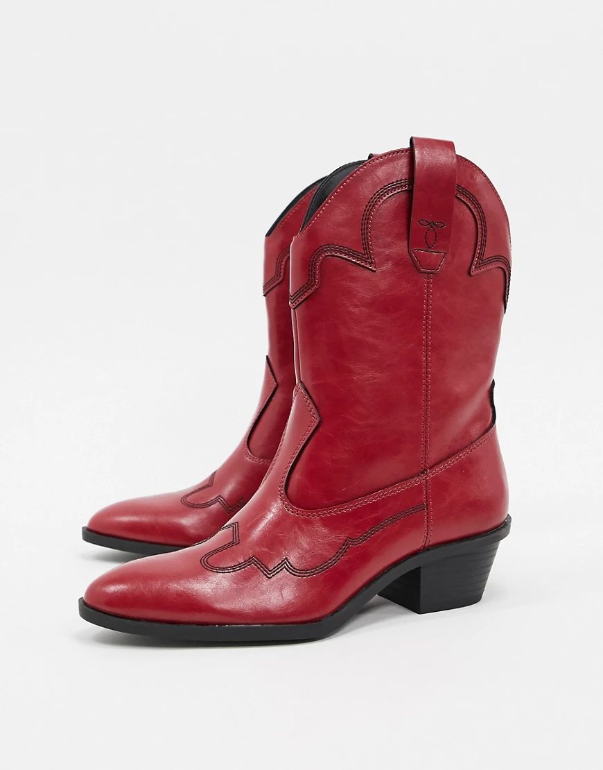 Bershka cowboy boots in red | ASOS (Global)