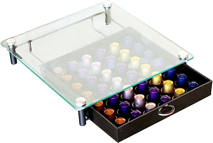 DecoBros Crystal Tempered Glass Nespresso OriginalLine Storage Drawer Holder for Capsules | Amazon (US)