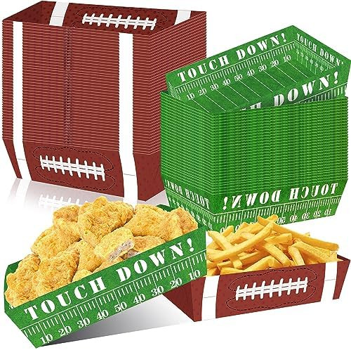50Pcs Football Party Favors & Supplies - Paper Food Tray, Disposable Serving Boats for Football B... | Amazon (US)