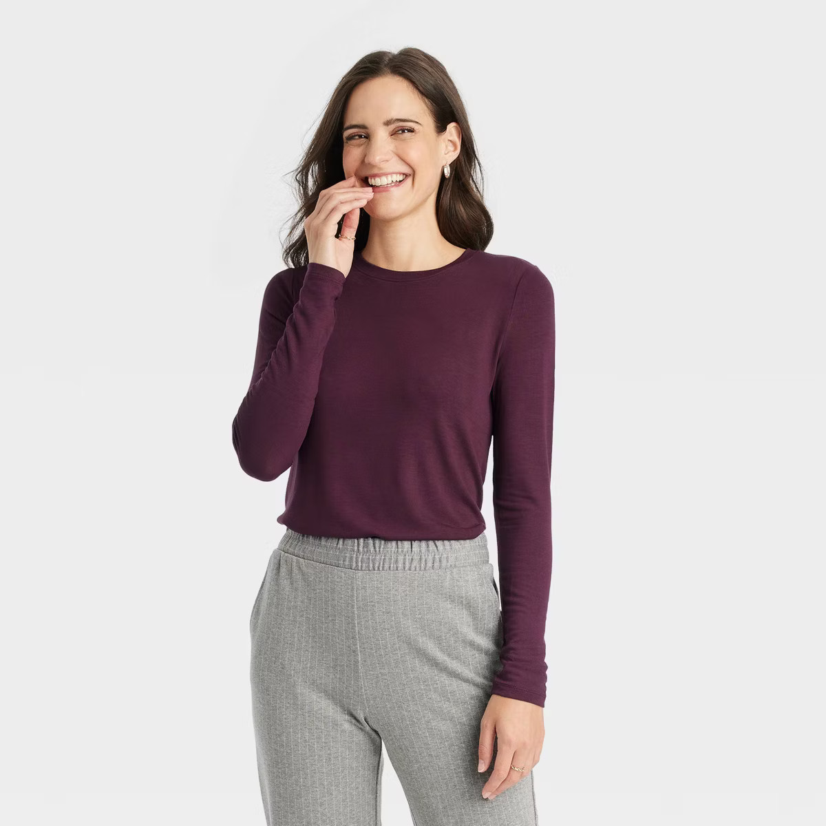 Women's Long Sleeve Brushed Knit T-Shirt - A New Day™ | Target