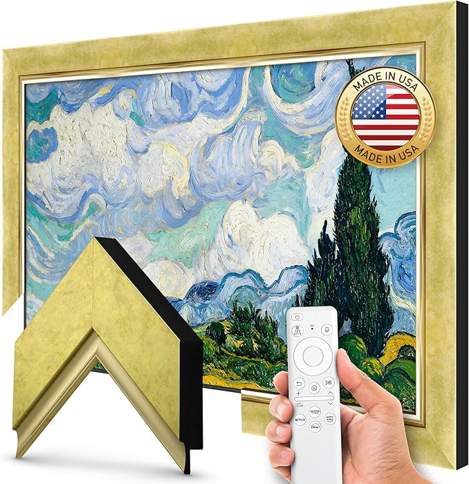 Contemporary Gold 65" Premiere Deco TV Frame - Compatible ONLY with Samsung The Frame TV and Pro ... | Amazon (US)