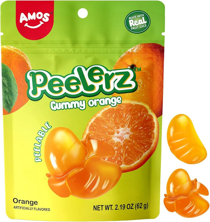 AMOS 4D Gummy Peelable Orange Candy, Peelerz Gummy Orange, Fruit Snacks Gluten Free, Resealable 2... | Amazon (US)