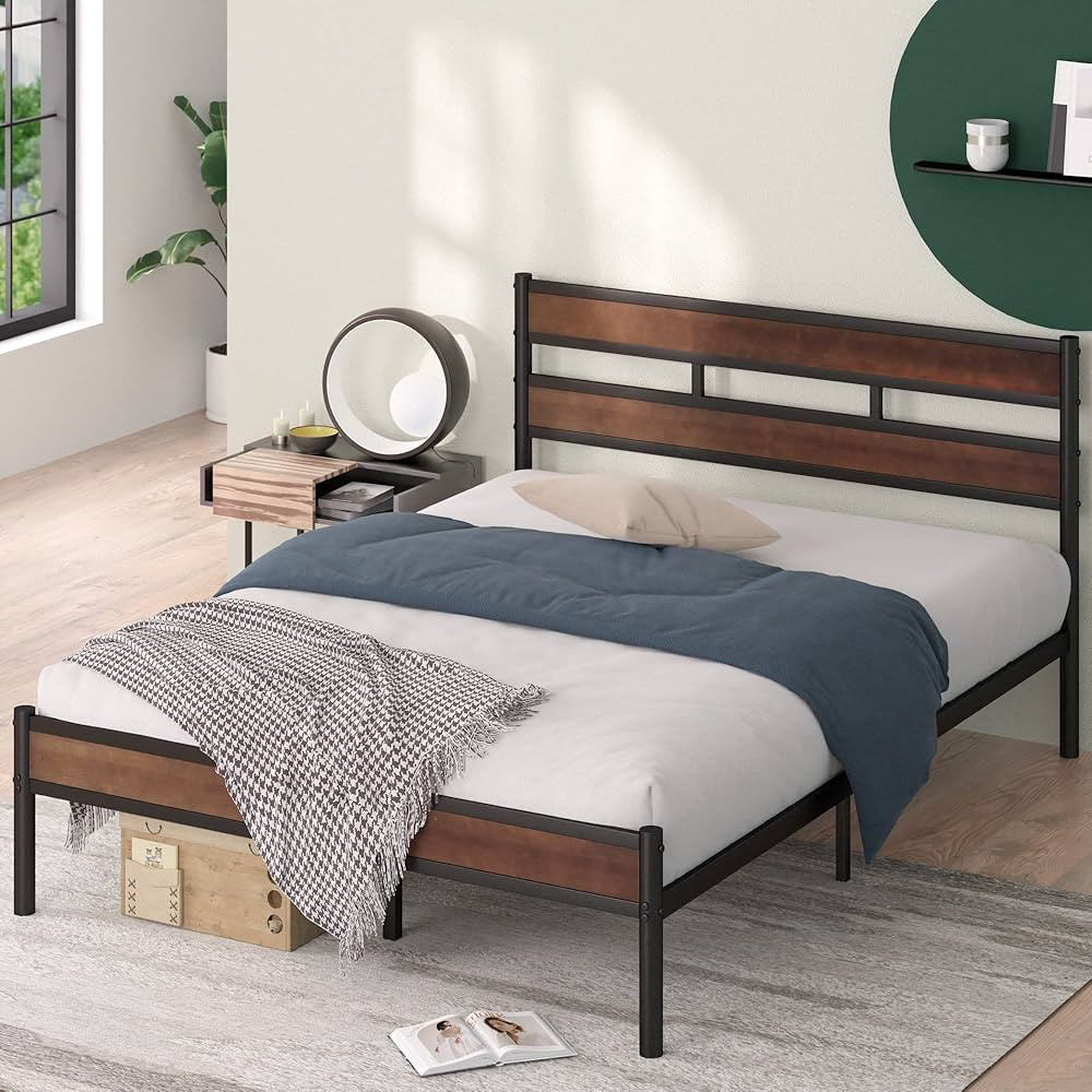 ZINUS Roman Bamboo and Metal Platform Bed Frame / No Box Spring Needed / Easy Assembly, Queen | Amazon (US)