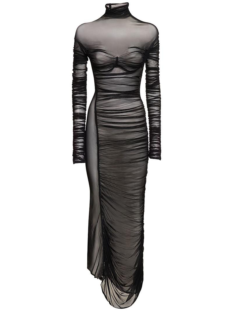 Mesh turtleneck long dress - MUGLER - Women | Luisaviaroma | Luisaviaroma