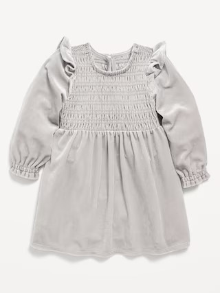 Ruffled Smocked Velvet Dress for Baby | Old Navy (US)