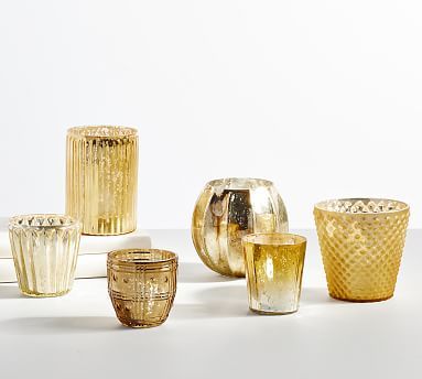 Eclectic Mercury Votive Holders, Set of 6 - Gold | Pottery Barn (US)