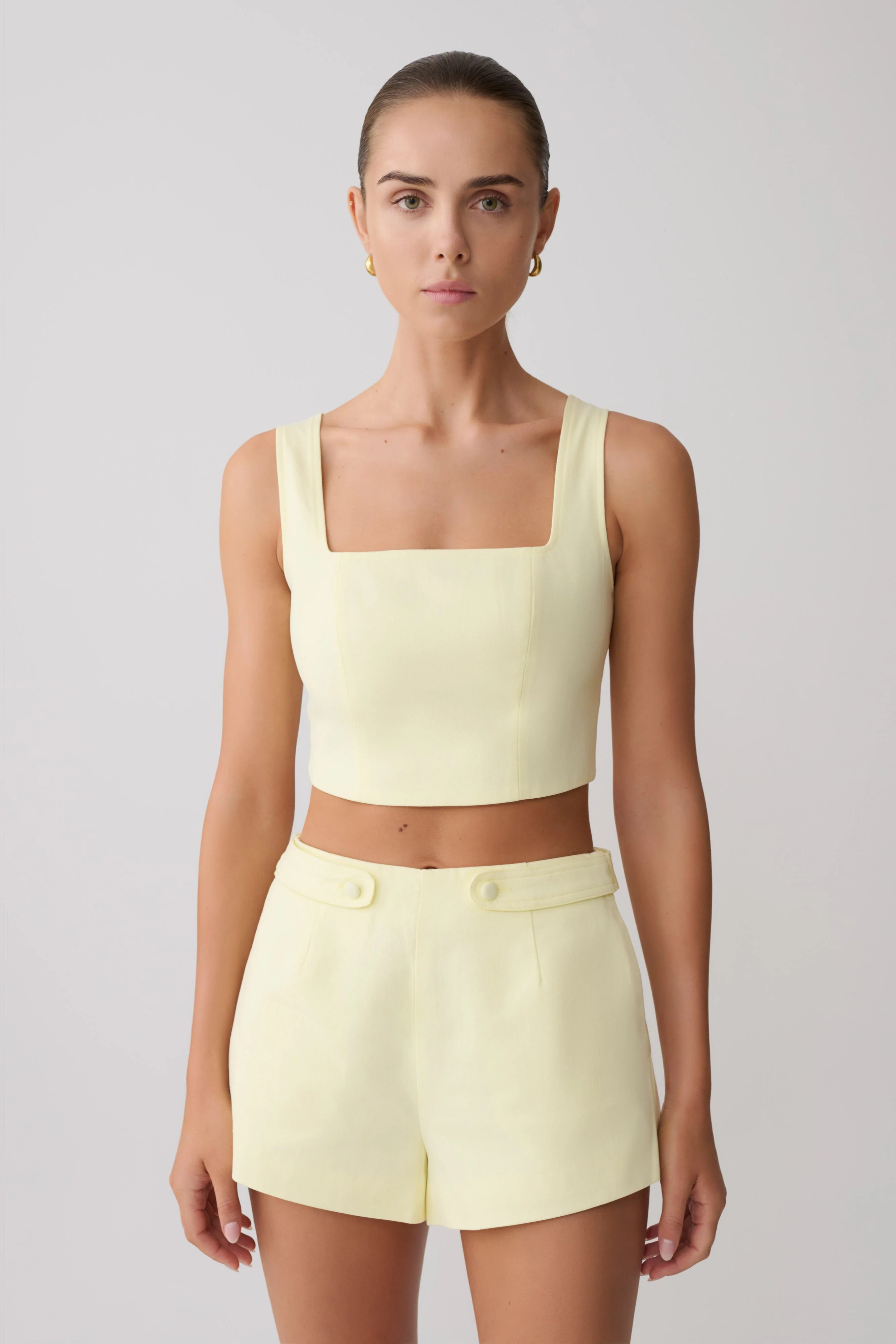 Crop Top With Open Back - Lemon | MESHKI US