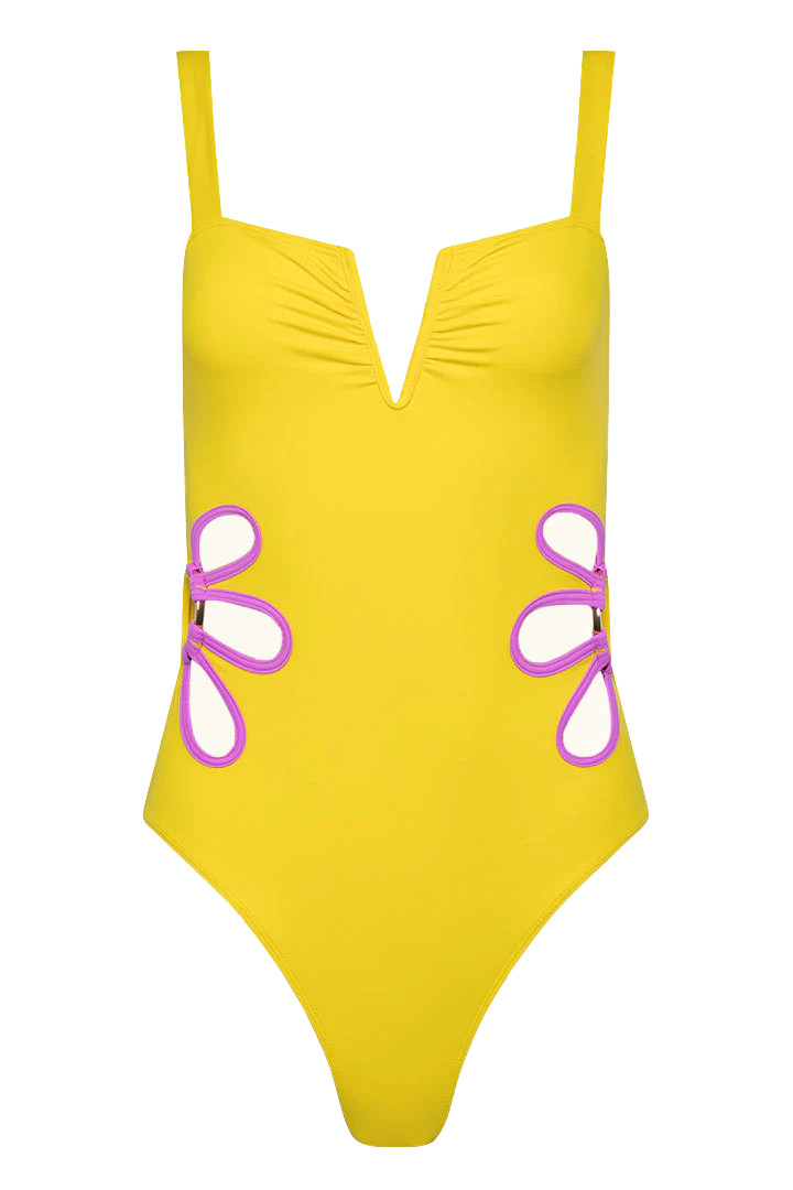 The Flora One Piece in Yellow Iris & Orchid | Over The Moon