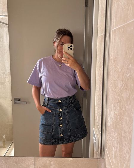 This Aje a-line denim mini skirt gets worn nearly every day cos it’s that good. I’m wearing a ten. Exact tee and skirt linked for you. 

#LTKMostLoved #LTKaustralia