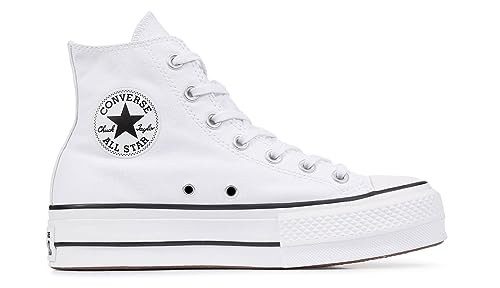 Converse Women's CTAS Lift Platform Hi Top, Canvas - White/Black/White, Size 7.5 | Amazon (US)