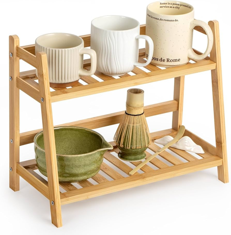 ANBOXIT Bamboo Matcha Station Organizer, Countertop 2 Tier Coffee Station | Amazon (US)