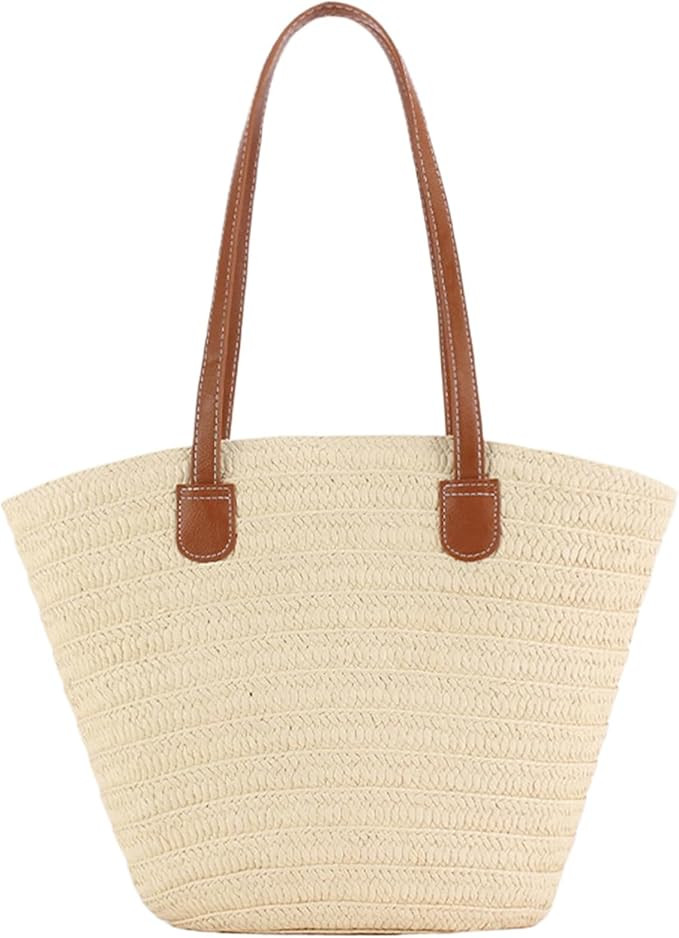 Straw Beach Handbag Super-Large Joker Shoulder Bag, Suitable for Travel, Beach Dinners and Gifts ... | Amazon (US)