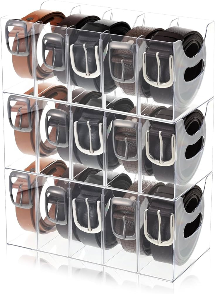 3 Pack Acrylic Belt Organizer Clear Stackable Belt Storage Holder Purse Organizer for Closet - 5 ... | Amazon (US)