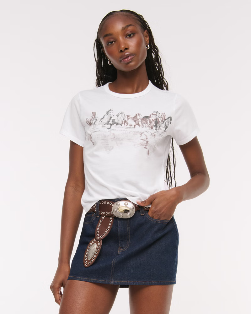 Women's Short-Sleeve Horses Graphic Skimming Tee | Women's Tops | Abercrombie.com | Abercrombie & Fitch (US)