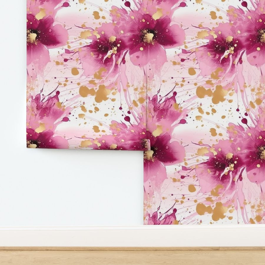 Pink Floral  Wallpaper byktscarlett_ | Spoonflower