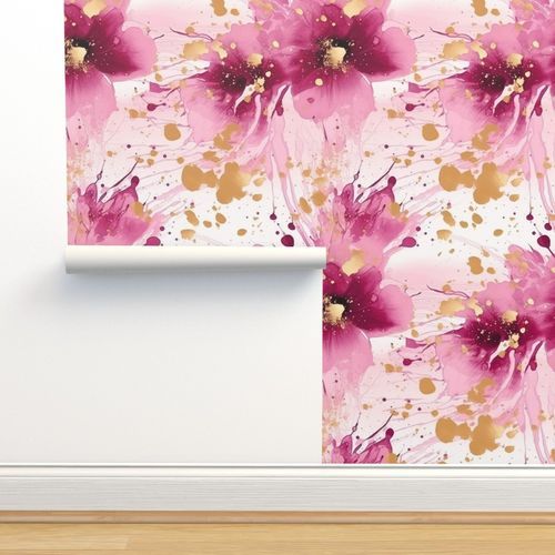 Pink Floral  Wallpaper byktscarlett_ | Spoonflower