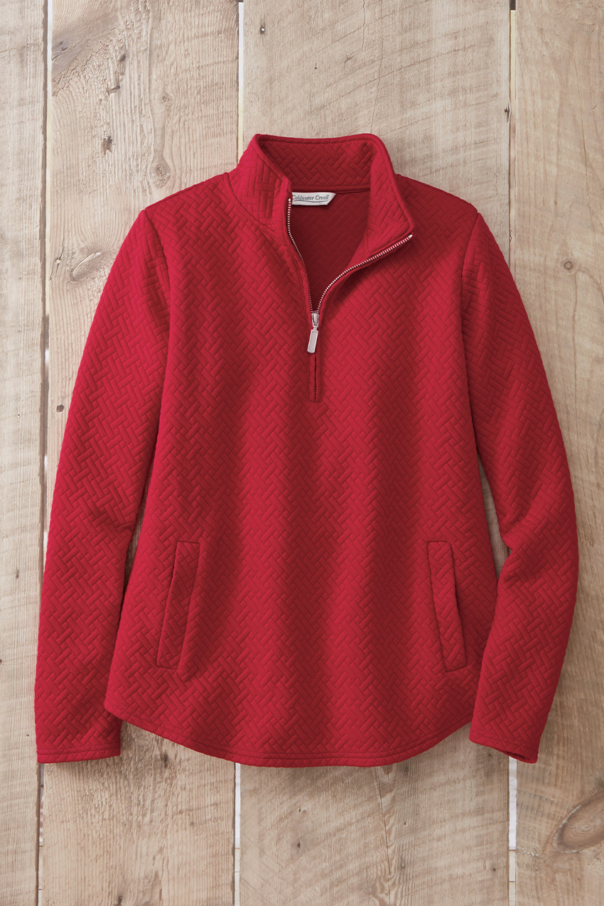 Jacquard Quarter Zip Sweatshirt | Coldwater Creek
