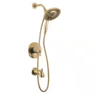 Delta Saylor In2ition 1-Handle Wall Mount Tub and Shower Trim Kit in Champagne Bronze (Valve Not ... | The Home Depot