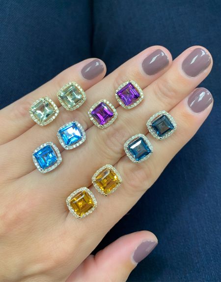 Summer studs! Love these in every color! A great spring & summer staple for a pop of color. Also makes a great gift…birthday, graduation, anniversary. 
All in 14k gold with diamonds and semi-precious colored stones. Post back earrings. 

Amethyst
Birthstone
Blue topaz
Green amethyst
Citrine
Gold jewelry
Accessories
Outfit ideas

#LTKGiftGuide #LTKStyleTip #LTKOver40