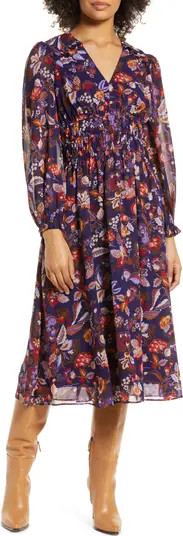 Julia Jordan Floral Print Long Sleeve Midi Dress | Nordstrom | Nordstrom