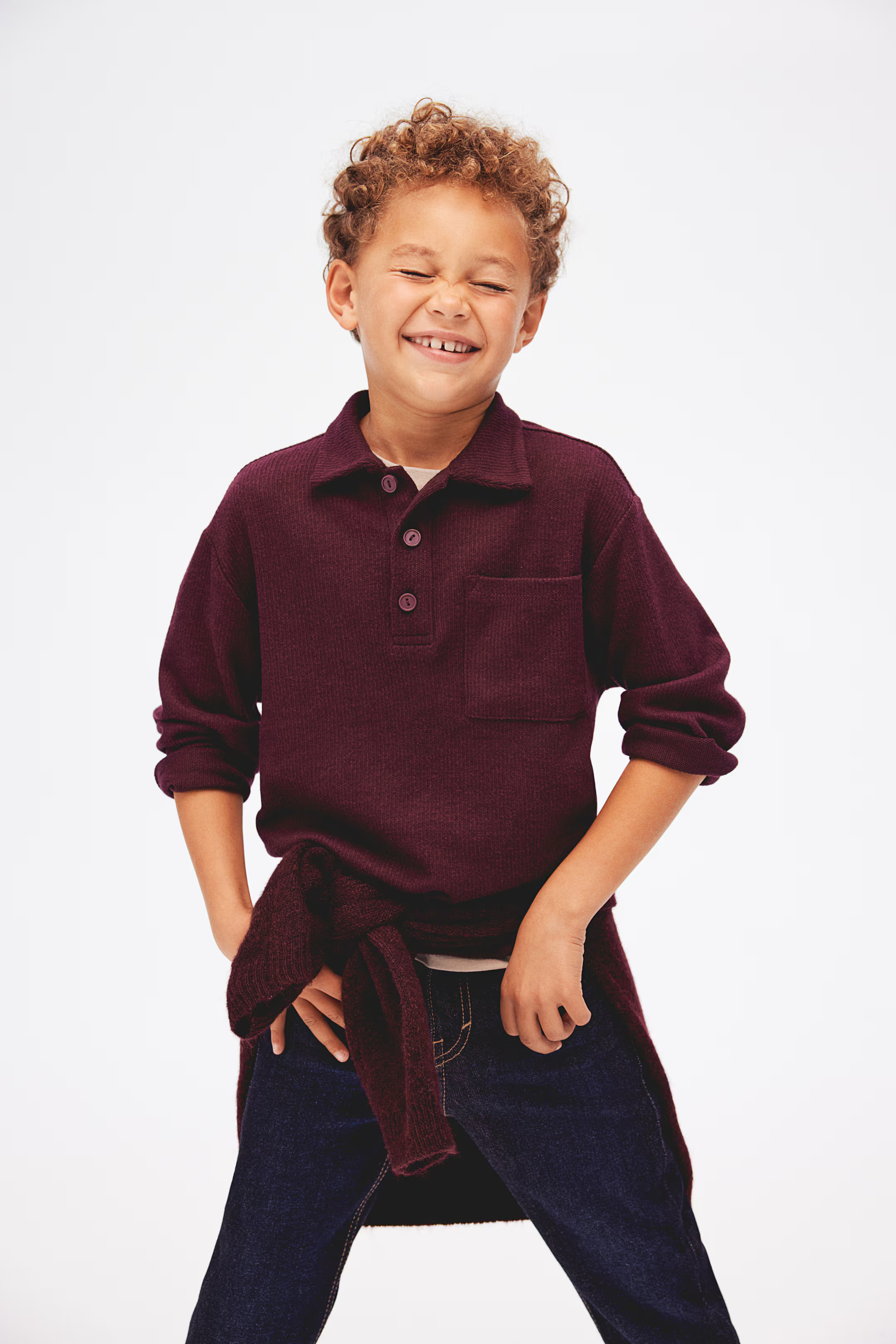Rib-Knit Polo Shirt - Light gray - Kids | H&M US | H&M (US + CA)