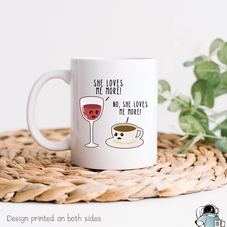 Wine Gifts, Wine Mugs, Wine Lover Gifts, Wine and Coffee Drinker Coffee Mug, Love Caffeine Addict... | Etsy (US)