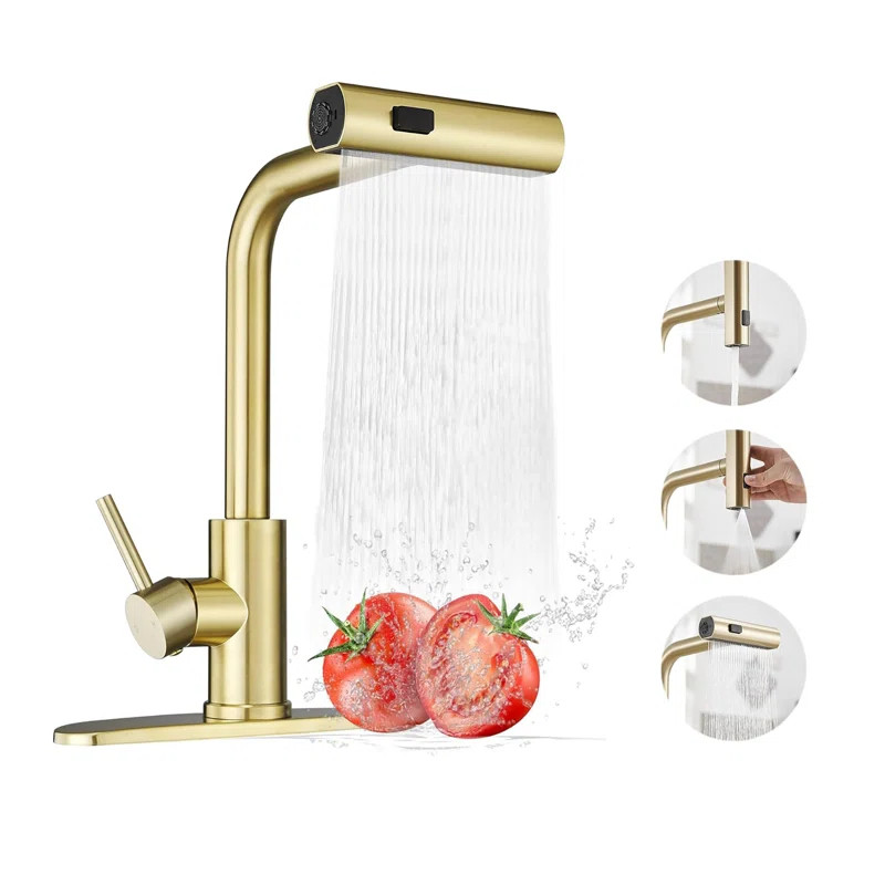 Fairub Kitchen Faucets With Pull Down Sprayer,Waterfall Kitchen Sink Faucet,Stainless Steel | Way... | Wayfair North America