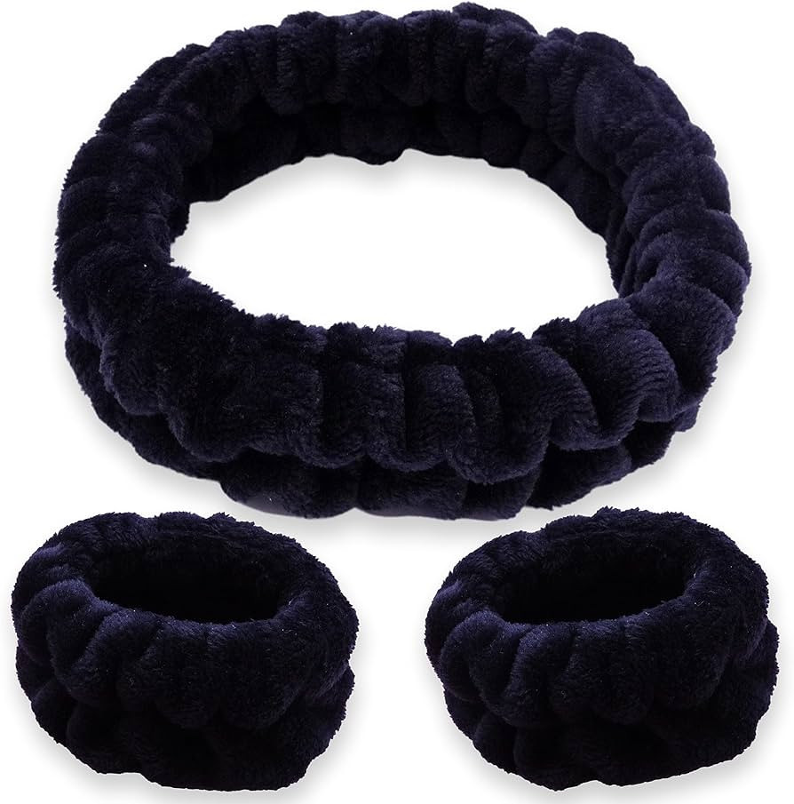 FROG SAC Puffy Spa Headband and Wristbands for Face Washing, Fuzzy Skincare Headbands for Women, ... | Amazon (US)