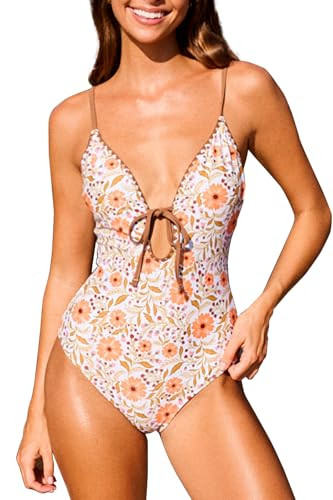 CHYRII Women's Sexy Cutout Scalloped One Piece Swimsuit V Neck Bathing Suit Swimwear | Amazon (US)