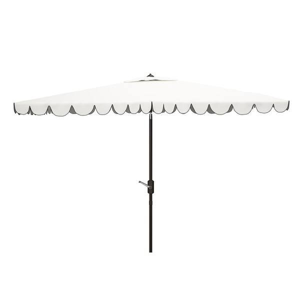 SAFAVIEH Outdoor Living Venice 6.5 x 10 Ft Rectangle Crank Umbrella - White/Black | Bed Bath & Beyond