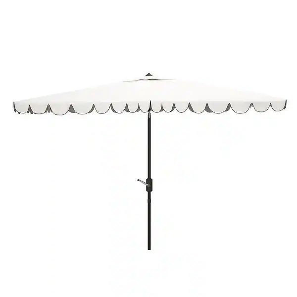 SAFAVIEH Outdoor Living Venice 6.5 x 10 Ft Rectangle Crank Umbrella - White/Black | Bed Bath & Beyond