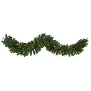 6 ft. Battery Operated Pre-lit Mixed Pine Artificial Christmas Garland with 35 Clear LED Lights, ... | The Home Depot