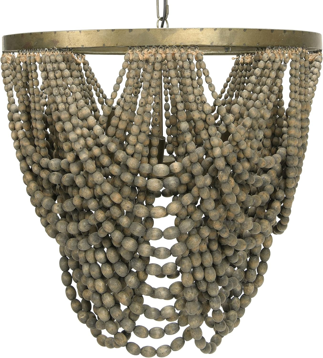 Creative Co-Op 2-Tier Draped Wood Bead Chandelier, 26" H, Distressed Black | Amazon (US)