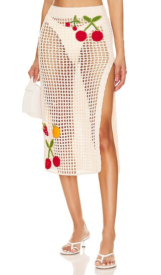X Revolve Crochet Midi Skirt in Natural | Revolve Clothing (Global)