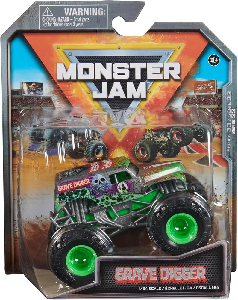 Monster Jam, Official Grave Digger Monster Truck, Die-Cast Vehicle, 1:64 Scale, Kids Toys for Boy... | Amazon (US)