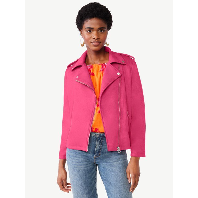 Scoop Women's Faux Suede Relaxed Moto Jacket, Sizes XS-XXL | Walmart (US)