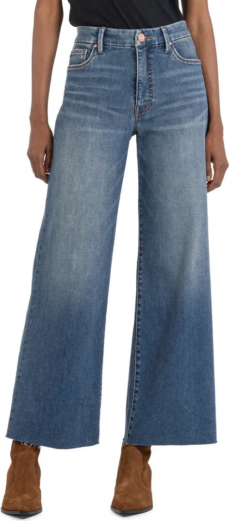 Meg Fab Ab High Waist Raw Hem Ankle Wide Leg Jeans | Nordstrom