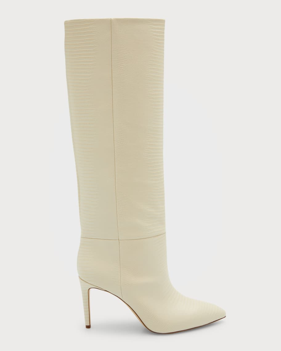 Embossed Leather Stiletto Knee Boots | Neiman Marcus