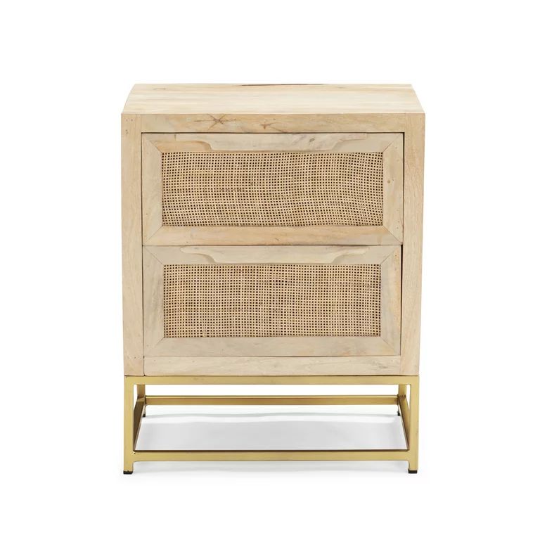 Powell Blair 2-Drawer Rattan Cabinet, Gold Legs with Natural Finish | Walmart (US)