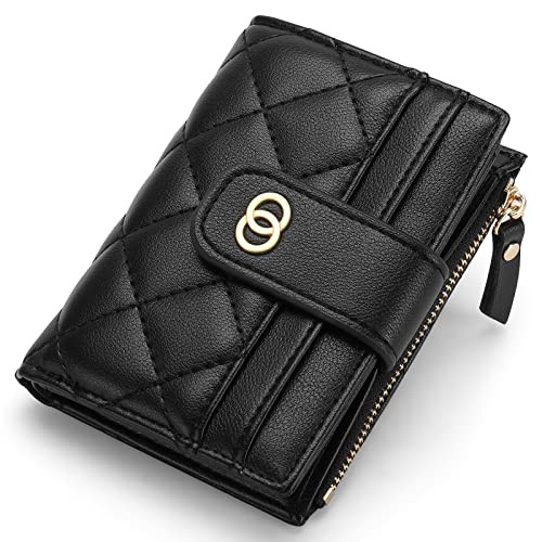 GAEKEAO Small Wallet for Women Slim Bifold Leather Credit Card Holder Wallets Zipper Pocket Coin Purse with ID Window | Amazon (US)