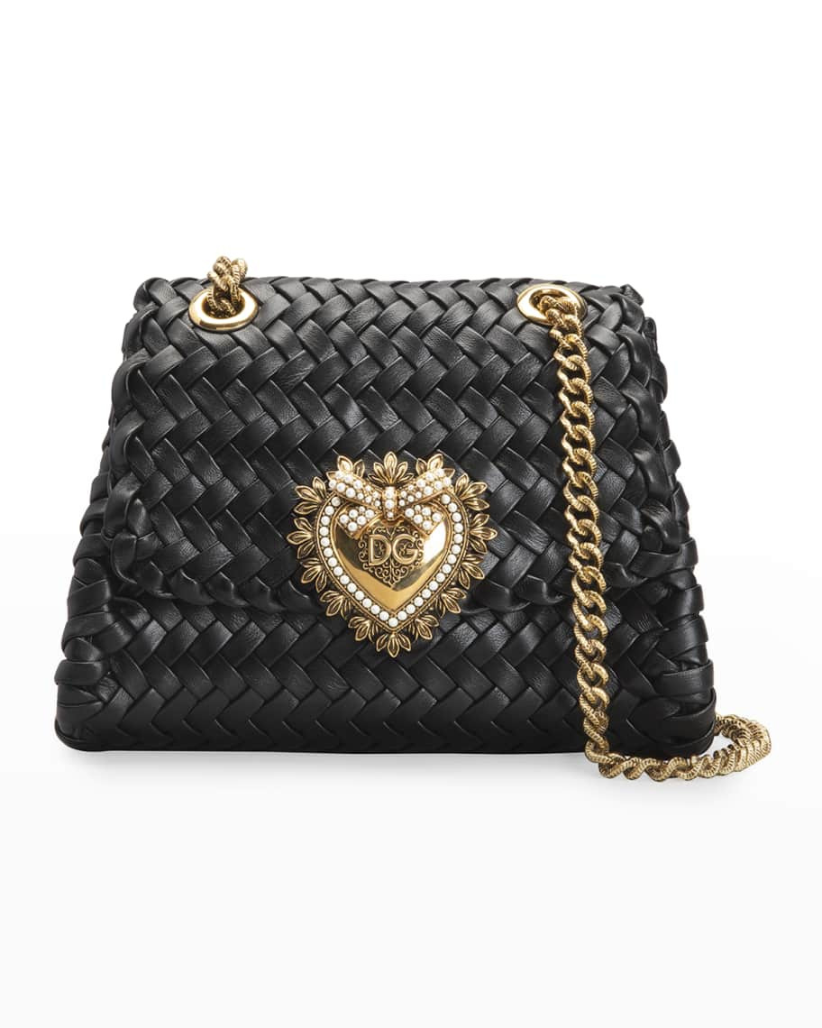 Dolce&Gabbana Devotion Woven Leather Crossbody Bag | Neiman Marcus