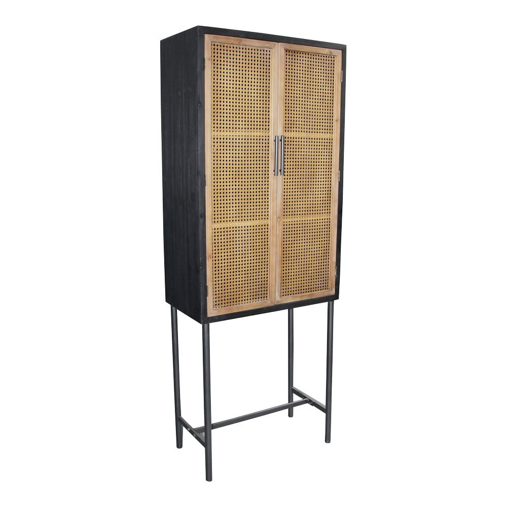 Tall Woven Cabinet,Rattan Doors, Solid Fir Frame, MDF Panels, | West Elm (US)