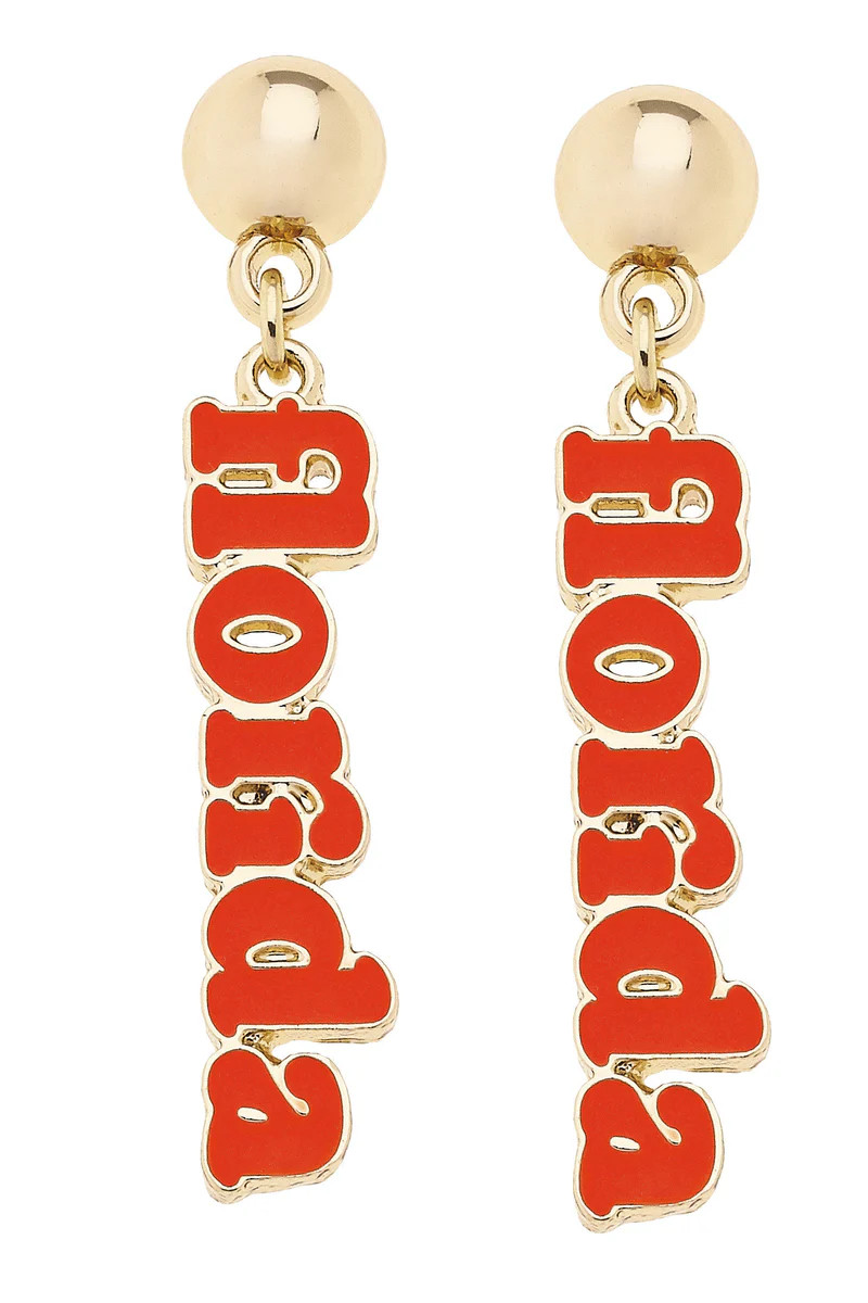 Florida Gators Slogan Earrings in Orange/Shiny Gold | CANVAS
